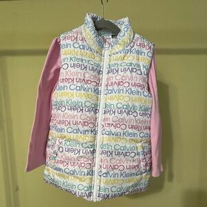 Calvin Klein Multi Color Logo Vest with Matching Pink Logo Long Sleeves T-shirt